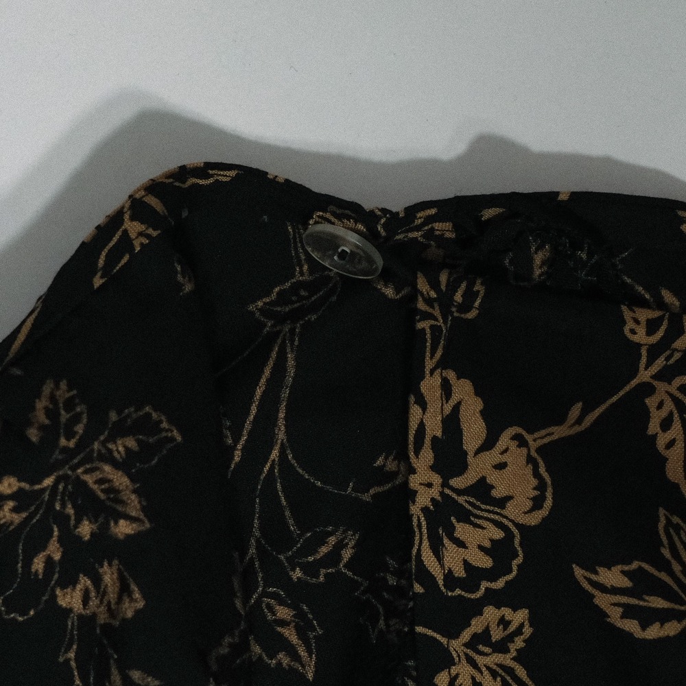 Lauren Ralph Lauren 4P Black & Beige Floral Silk Linen Midi Wrap Skirt NWT - Picture 6 of 9